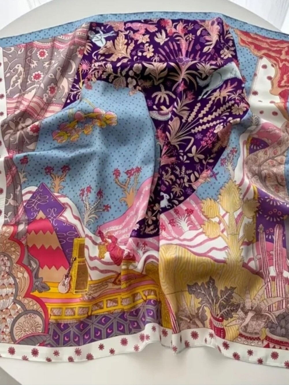 Silk-feel Vibrant Floral Paisley Print Scarf - Multicolor Head & Neck Scarf